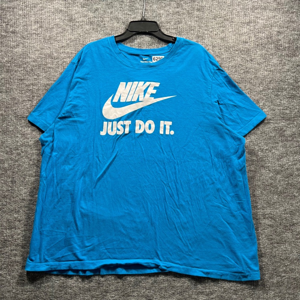 Nike Just Do It Graphic T-Shirt Mens 3XL Blue Short Sleeve Swoosh Logo Tee